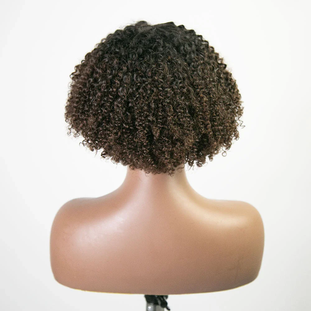12 Inch 150% Density T1/B4 Curly Human Hair Bob Wig with Bangs for Sale Y51132 - Image 4