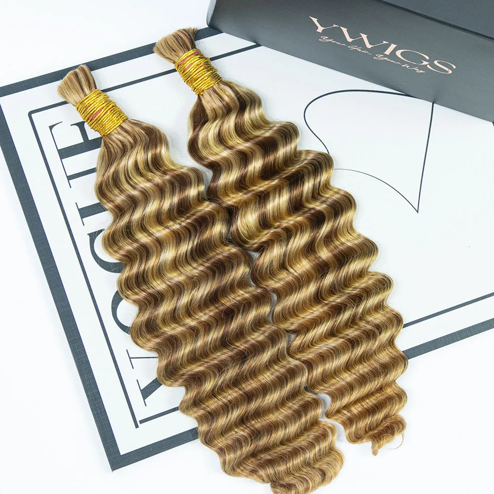 #27/#30/#613 Mix Color Blend Deep Wave Bulk Human Braiding Hair - Image 2