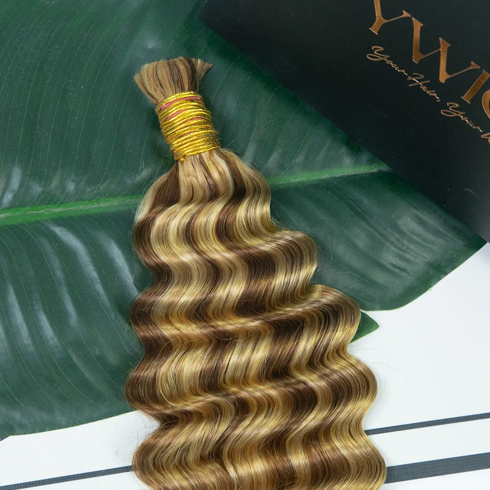 #27/#30/#613 Mix Color Blend Deep Wave Bulk Human Braiding Hair - Image 3