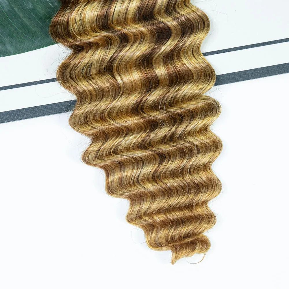 #27/#30/#613 Mix Color Blend Deep Wave Bulk Human Braiding Hair - Image 4