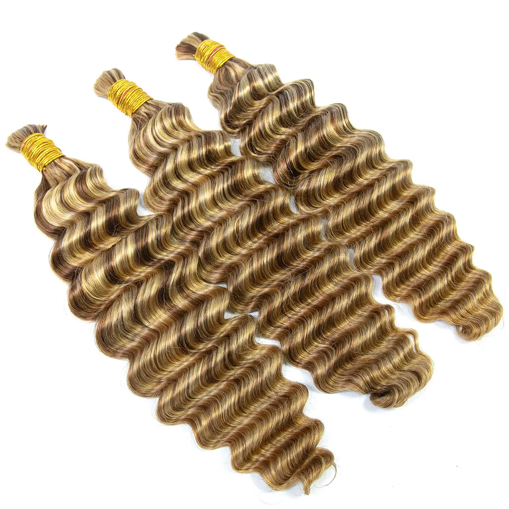 #27/#30/#613 Mix Color Blend Deep Wave Bulk Human Braiding Hair - Image 5