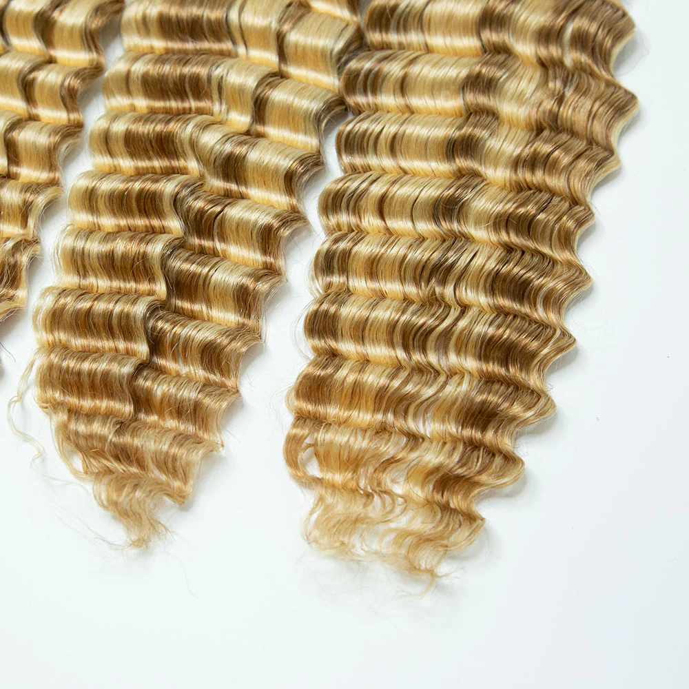 #27/#613 Piano Color Deep Wave Bulk Hair Extensions for Braiding - Image 4