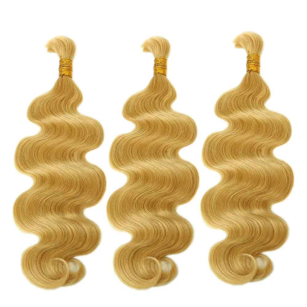 #27 Honey Blonde Body Wave Bulk Human Braiding Hair - Image 3