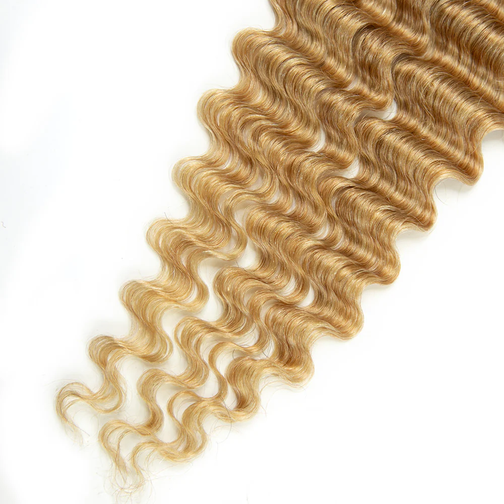 #27 Honey Blonde Deep Wave Human Crochet Hair - Image 3