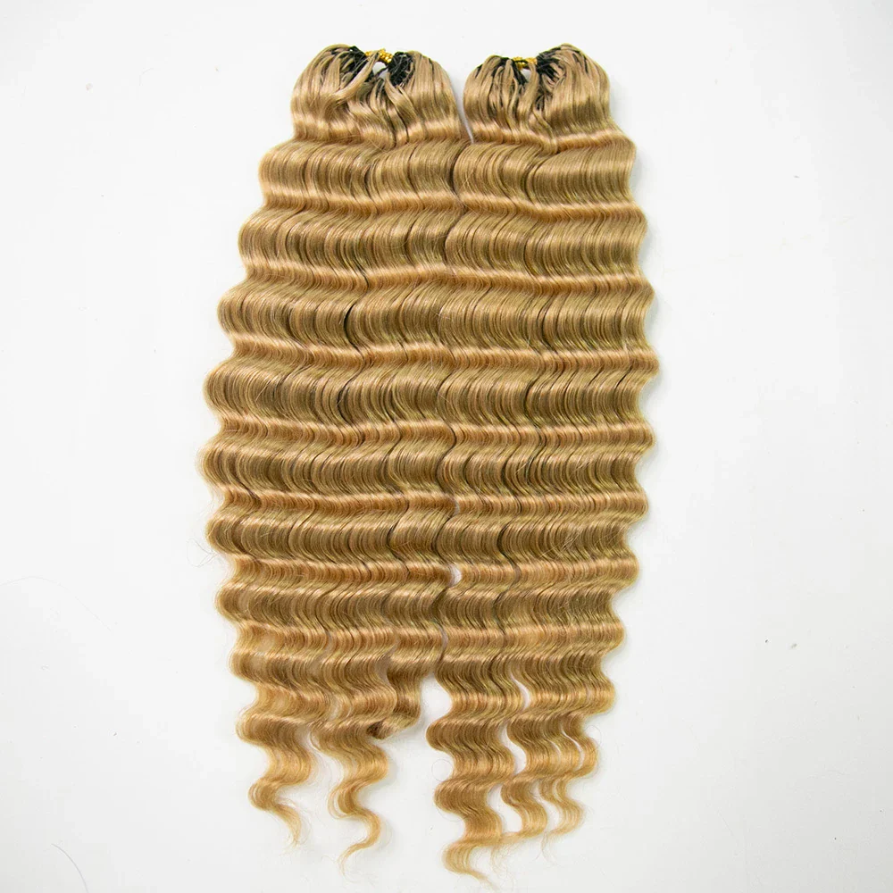 #27 Honey Blonde Deep Wave Human Crochet Hair - Image 4