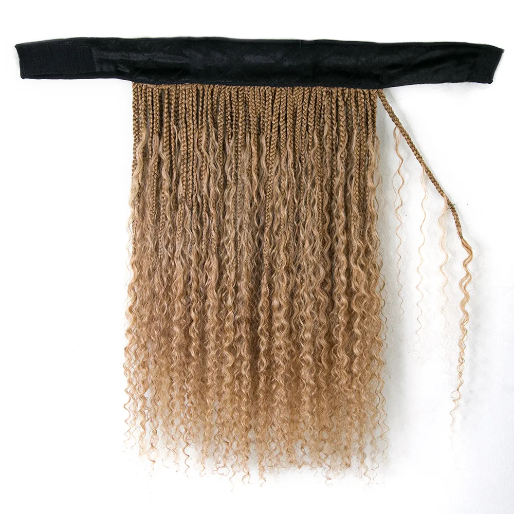 #27 Honey Blonde Grab & Go Braids Band Wig Boho Style with Human Hair Curls - Image 5