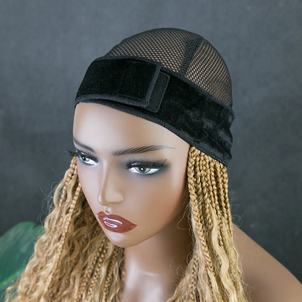 #27 Honey Blonde Grab & Go Braids Band Wig Boho Style with Human Hair Curls - Image 8