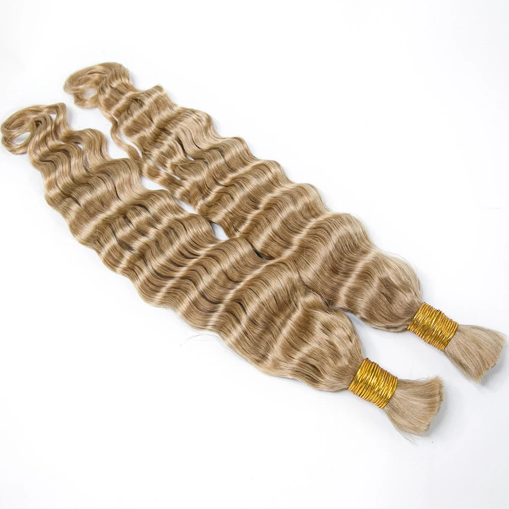 #27 Honey Blonde Loose Deep Wave Bulk Hair Extensions for Braiding - Image 3