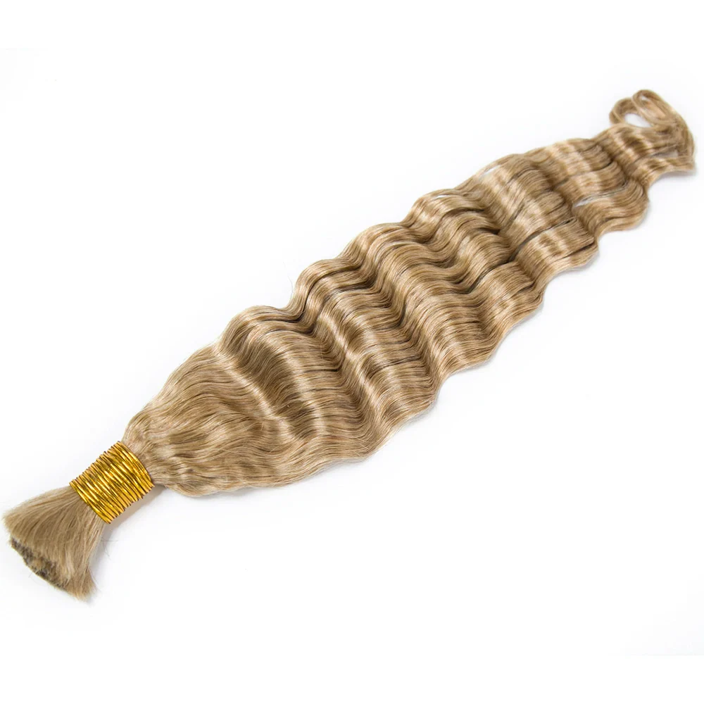 #27 Honey Blonde Loose Deep Wave Bulk Hair Extensions for Braiding - Image 5