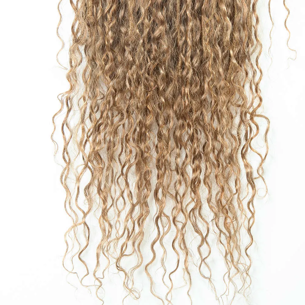 #27 Honey Blonde Pre-looped Crochet Boho Locs with Human Hair Curls - Image 6
