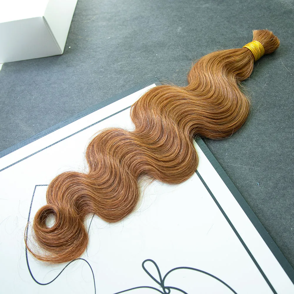 #30 Light Brown Body Wave Bulk Human Braiding Hair - Image 3