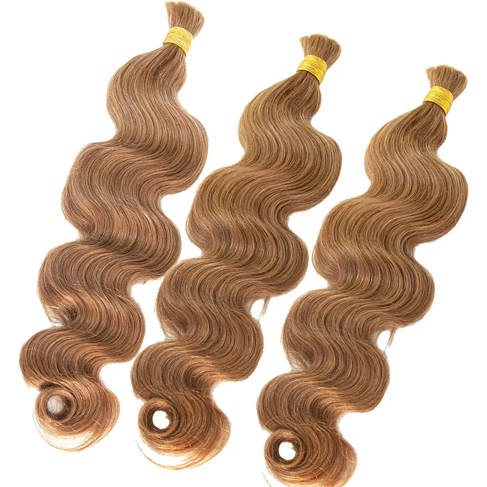 #30 Light Brown Body Wave Bulk Human Braiding Hair - Image 4