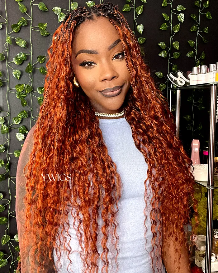 #350 Flaming Ginger Deep Wave Bulk Hair Extensions for Braiding - Image 3