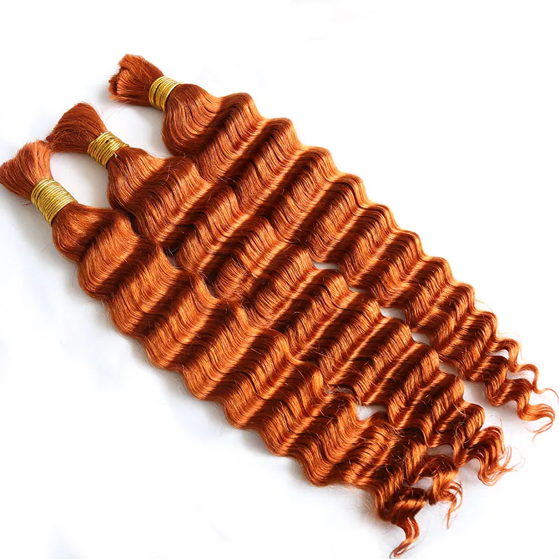 #350 Flaming Ginger Deep Wave Bulk Hair Extensions for Braiding - Image 9