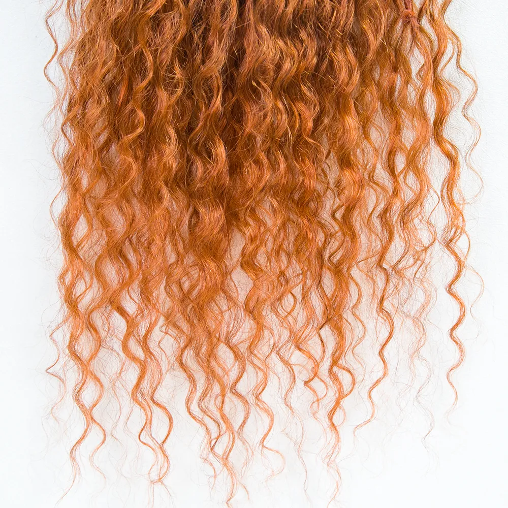 #350 Solid Ginger Crochet Boho Locs with Human Hair Curls - Image 7