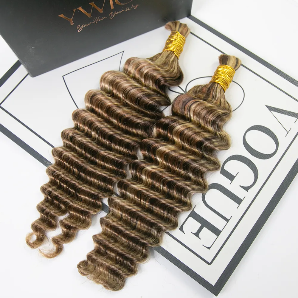 #4/27/30/613 Mix Color Blend Deep Wave Human Braiding Hair - Image 4