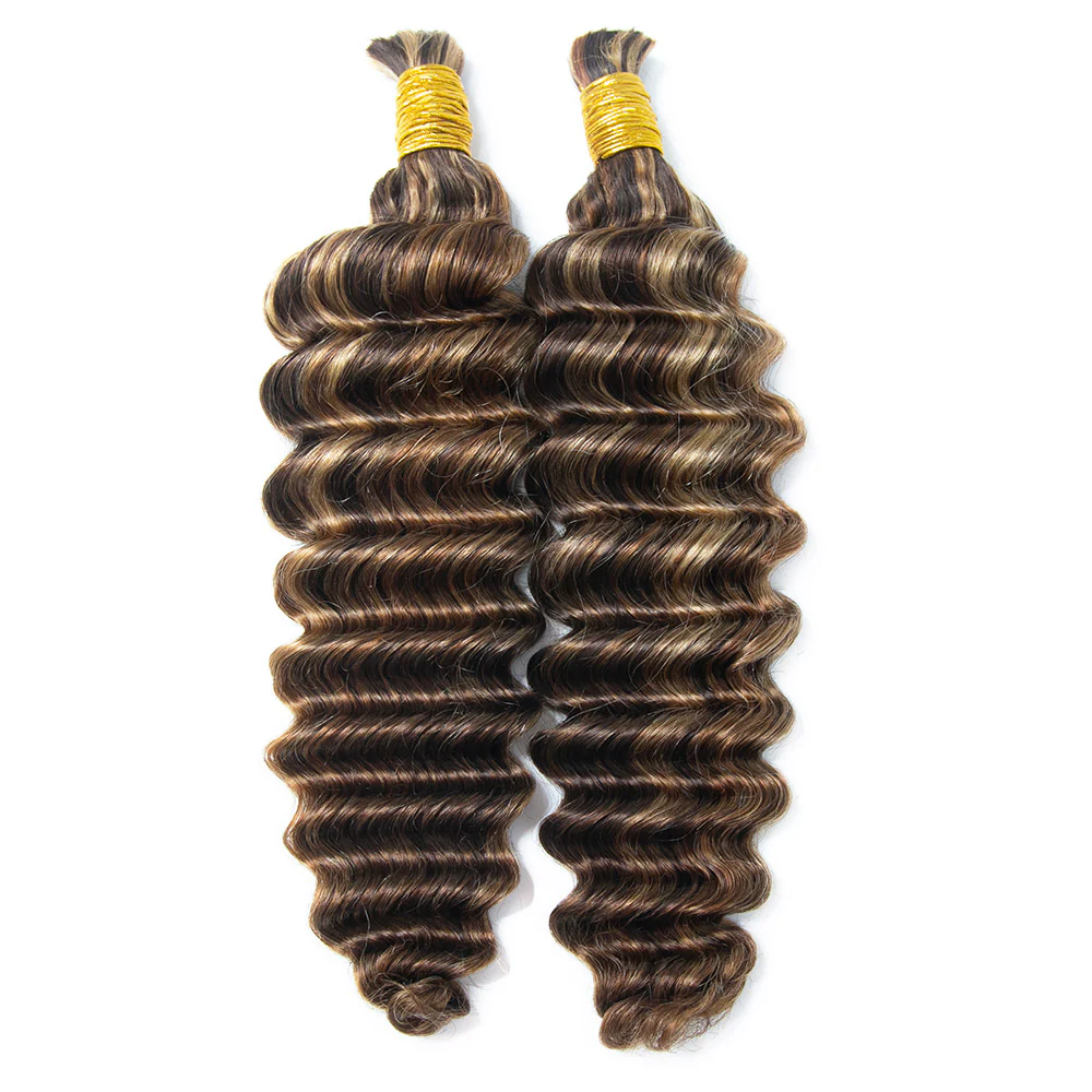 #4/#27/#30 Mix Color Blend Deep Wave Bulk Human Braiding Hair - Image 2