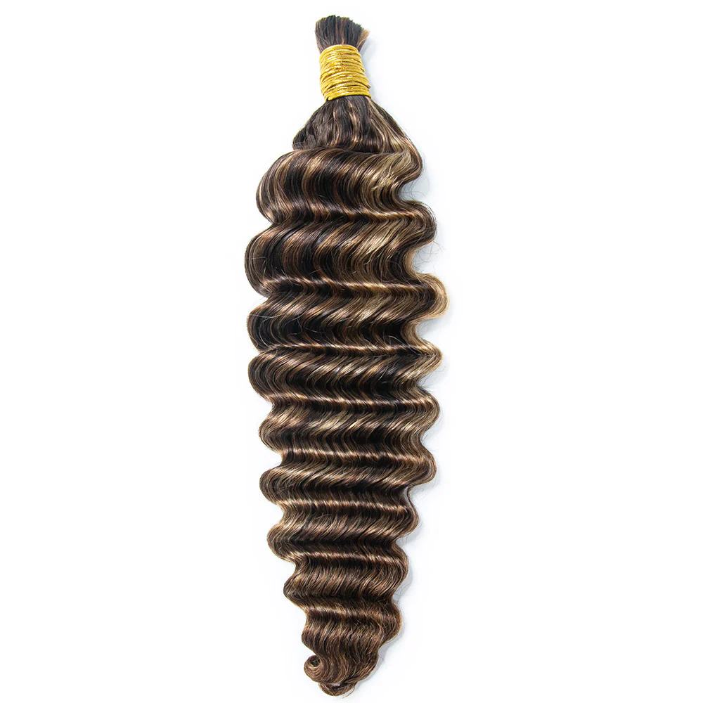 #4/#27/#30 Mix Color Blend Deep Wave Bulk Human Braiding Hair - Image 3