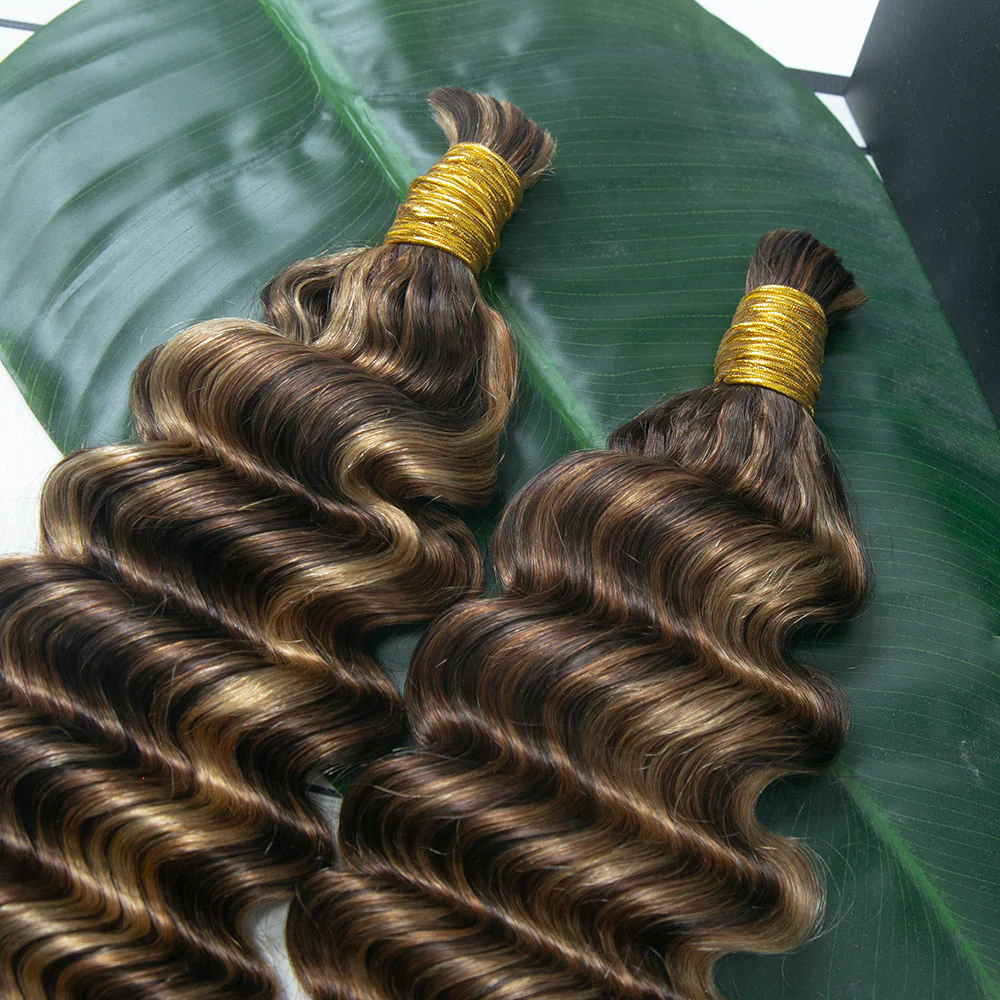 #4/#27/#30 Mix Color Blend Deep Wave Bulk Human Braiding Hair - Image 4