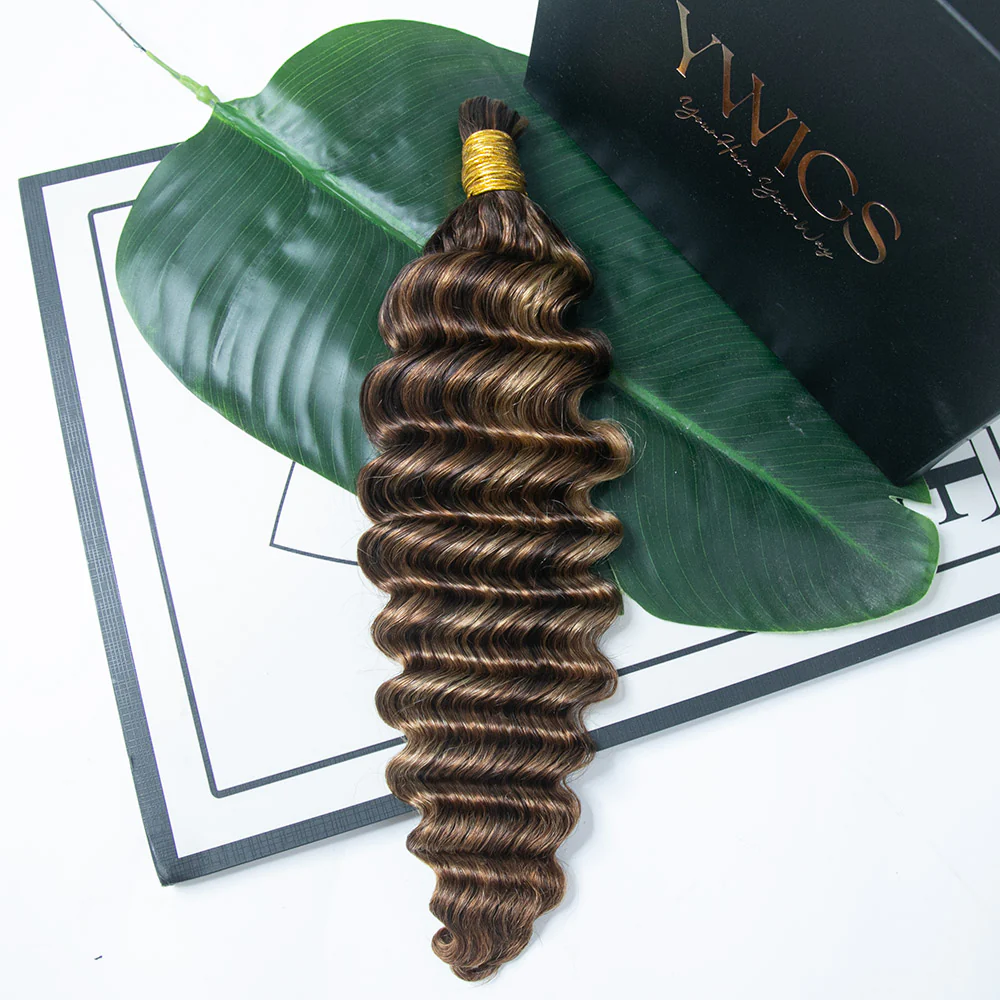 #4/#27/#30 Mix Color Blend Deep Wave Bulk Human Braiding Hair - Image 5