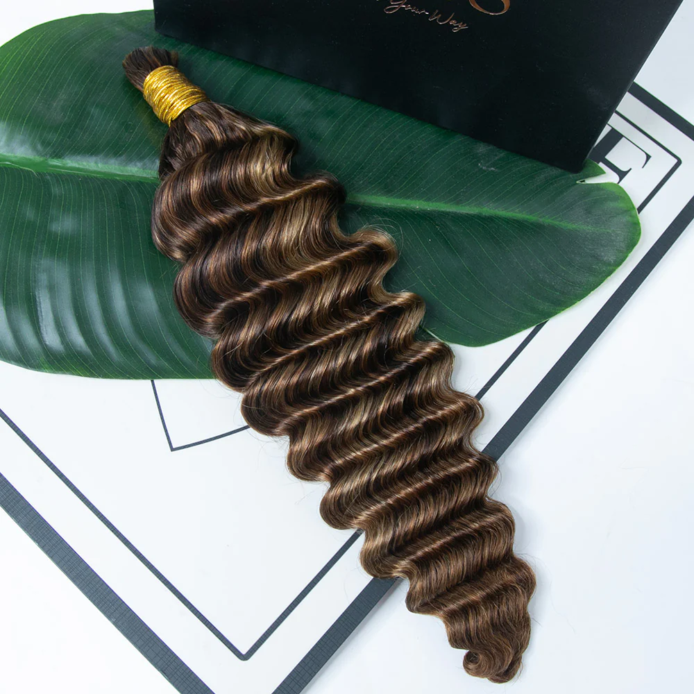 #4/#27/#30 Mix Color Blend Deep Wave Bulk Human Braiding Hair - Image 6