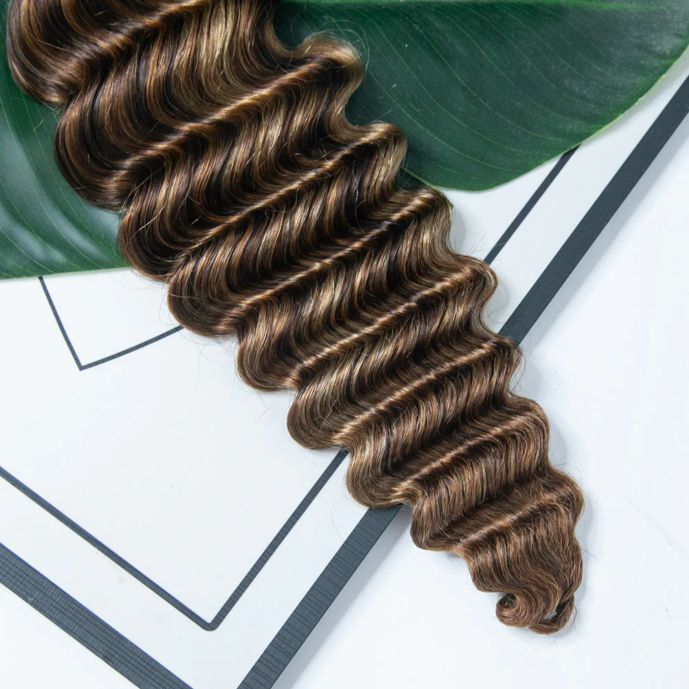 #4/#27/#30 Mix Color Blend Deep Wave Bulk Human Braiding Hair - Image 8