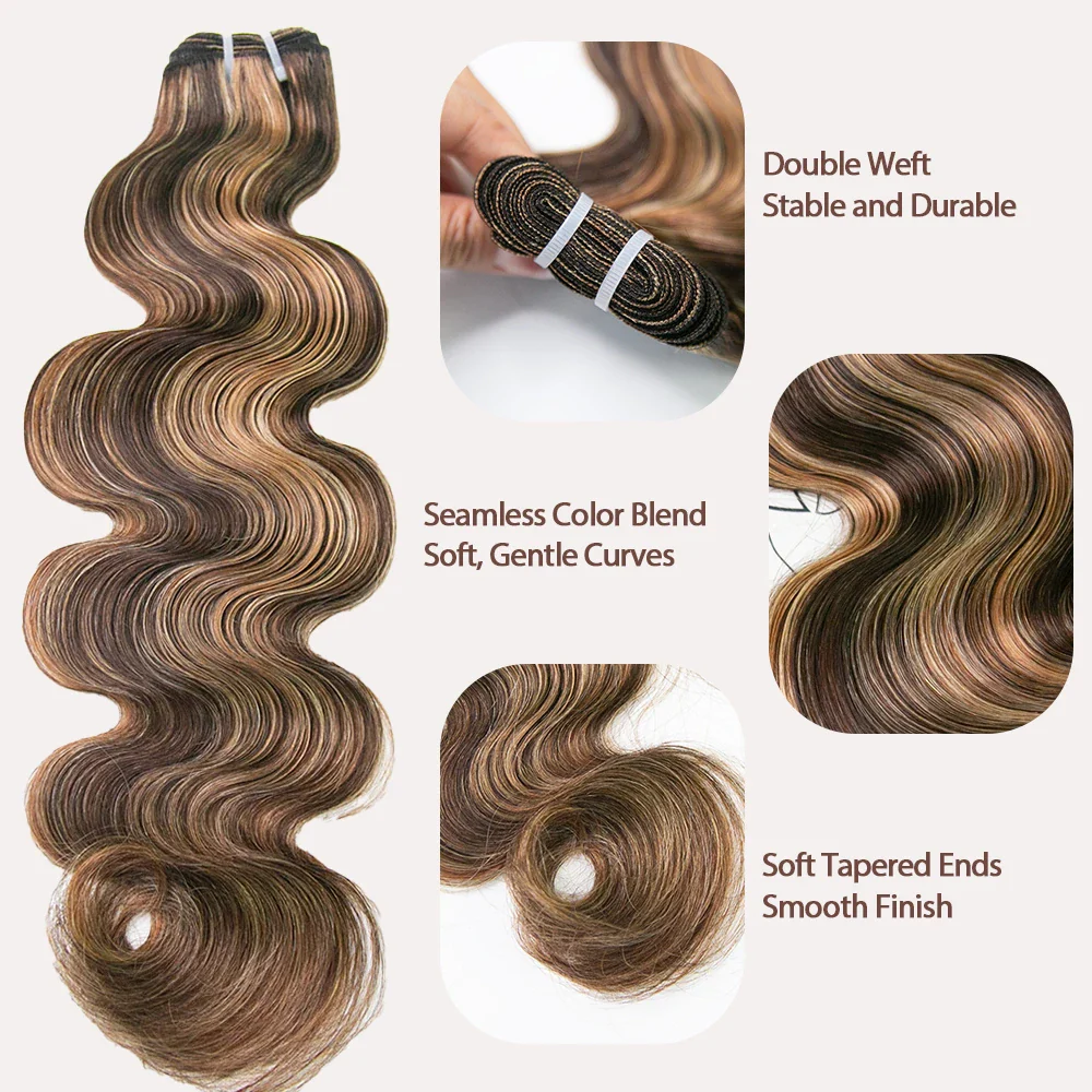 #4/#27/#30 Mix Color Blend Double Drawn Burmese Body Wave Weft Bundles - Image 2