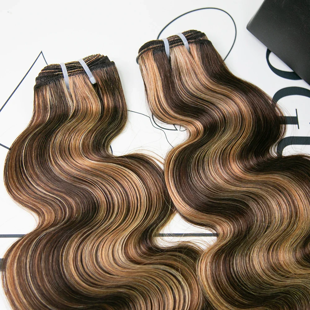 #4/#27/#30 Mix Color Blend Double Drawn Burmese Body Wave Weft Bundles - Image 4