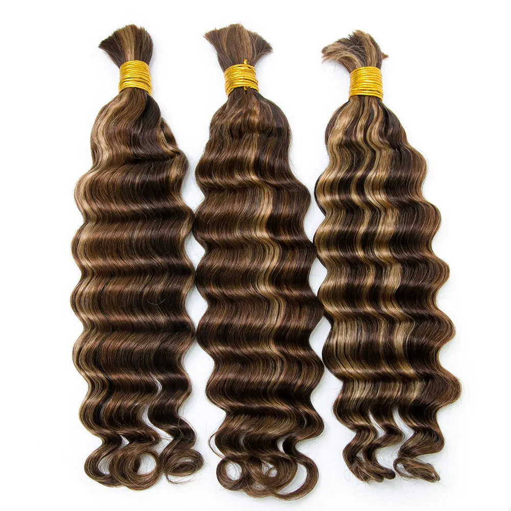 #4/#27/#30 Mix Color Blend Loose Deep Wave Bulk Human Braiding Hair - Image 4