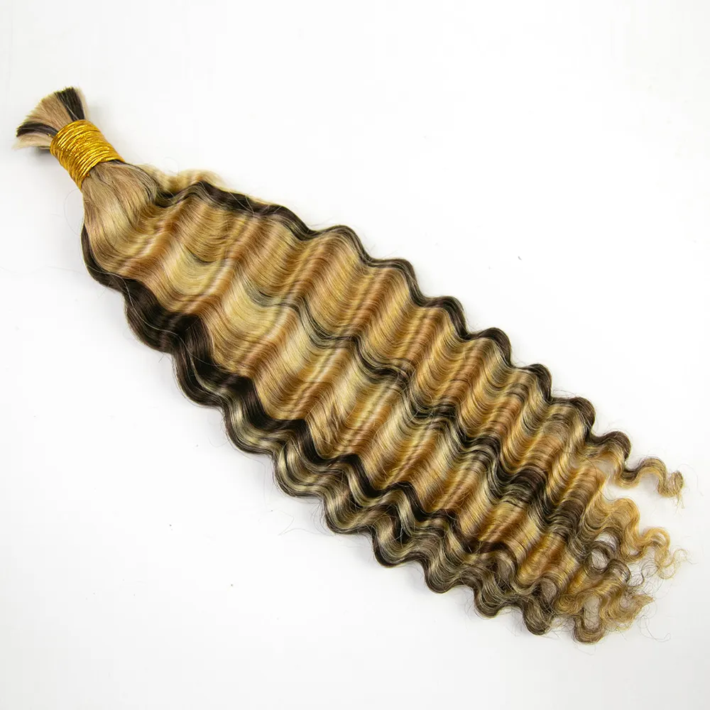 #4/#27/#613 Mix Color Blend Deep Wave Bulk Human Braiding Hair - Image 5