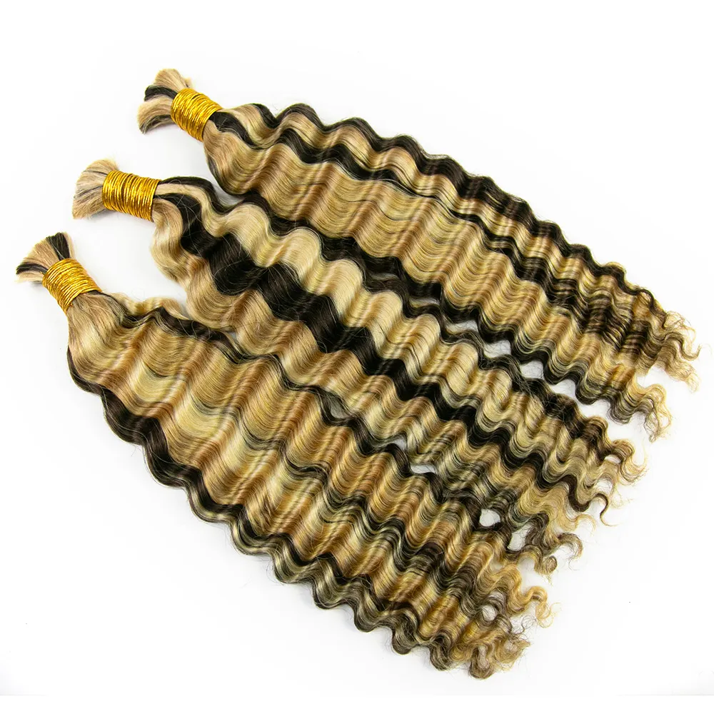 #4/#27/#613 Mix Color Blend Deep Wave Bulk Human Braiding Hair - Image 6