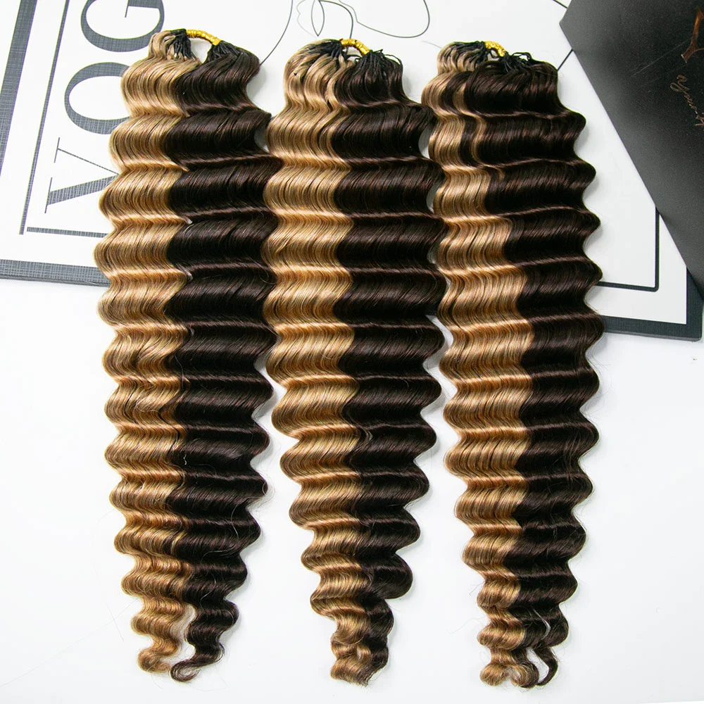 #4/#27 Mix Color Blend Deep Wave Feather Crochet Human Hair