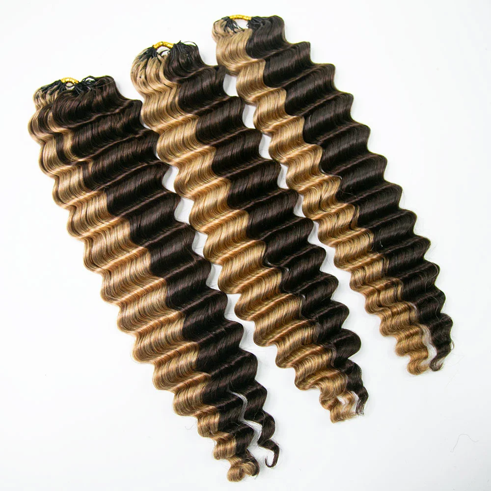#4/#27 Mix Color Blend Deep Wave Feather Crochet Human Hair - Image 5