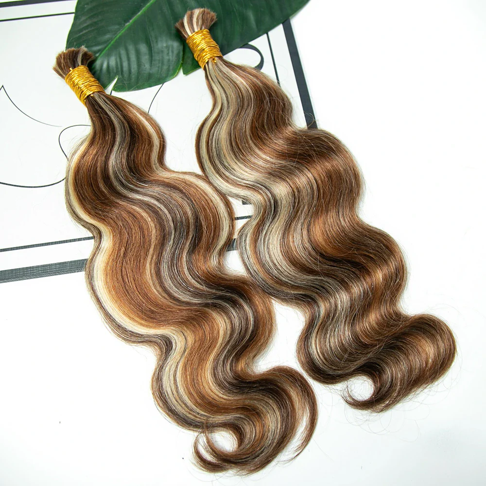 #4/#30/#613 Mix Color Blend Body Wave Bulk Human Braiding Hair
