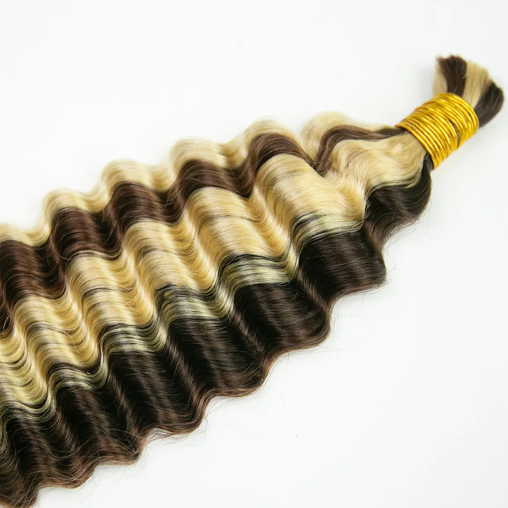 #4/#30/#613 Mix Color Blend Deep Wave Bulk Human Braiding Hair - Image 2