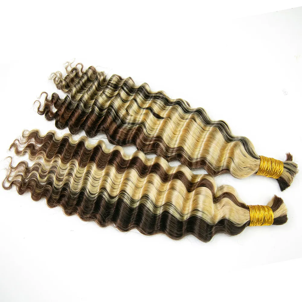 #4/#30/#613 Mix Color Blend Deep Wave Bulk Human Braiding Hair - Image 4
