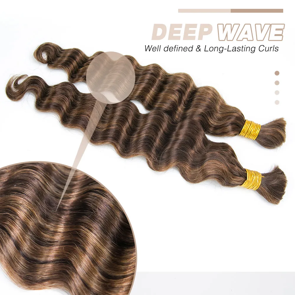 #4/#30 Mix Color Blend Loose Deep Wave Bulk Human Braiding Hair - Image 4