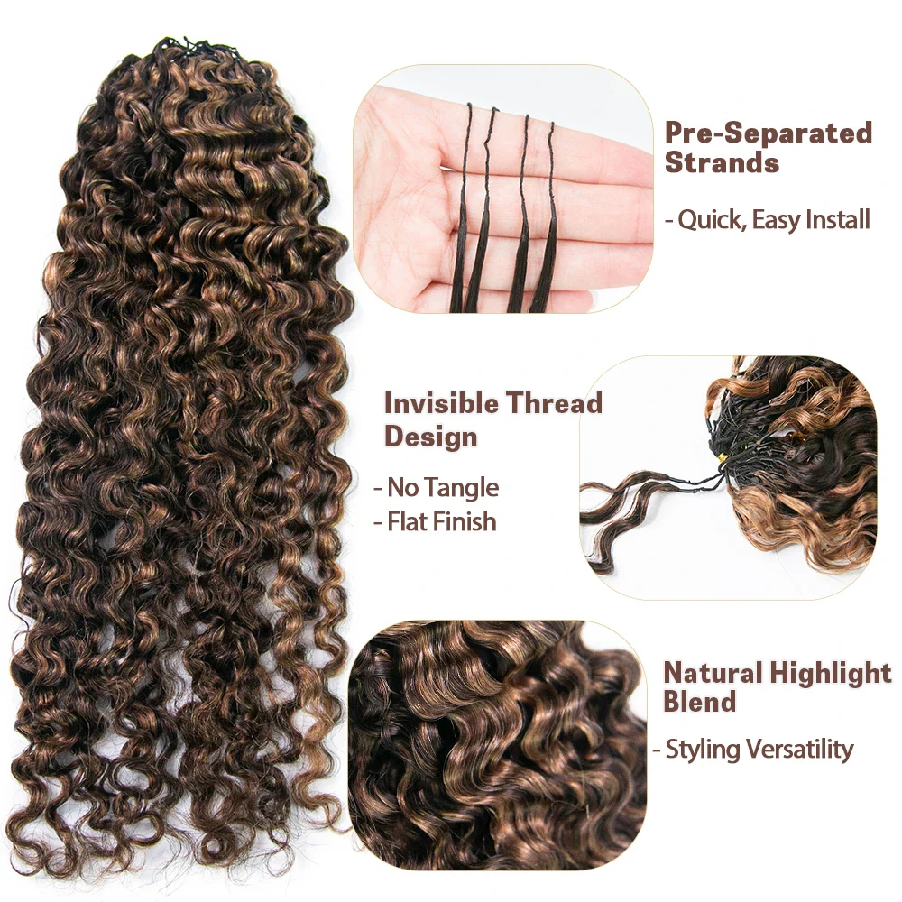 #4/30 Mix Color Blend Water Deep Wave Feather Crochet Hair - Image 3