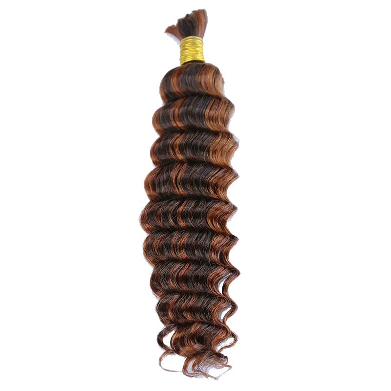#4/#30 Piano Color Deep Wave Bulk Hair Extensions for Braiding