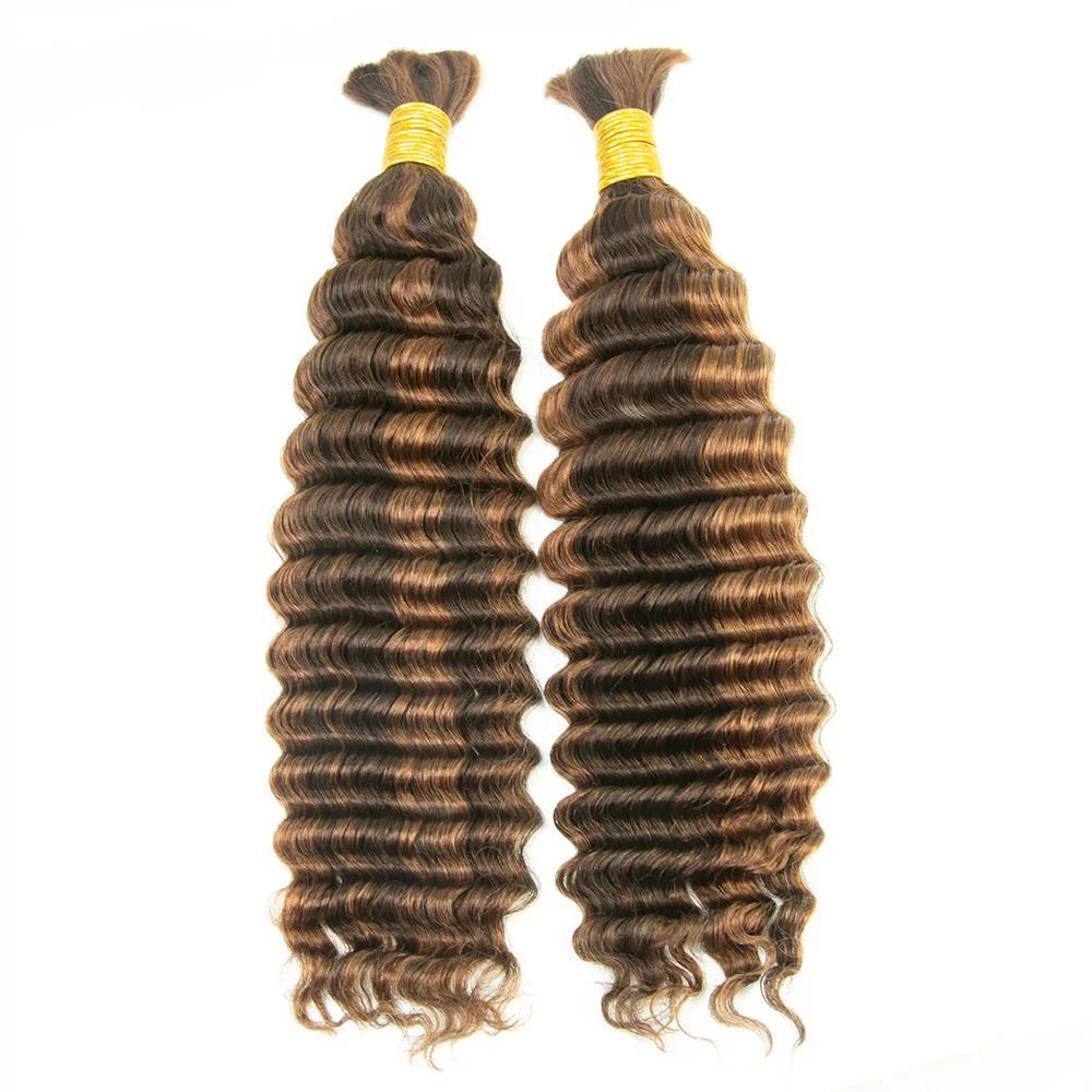 #4/#30 Piano Color Deep Wave Bulk Hair Extensions for Braiding - Image 2