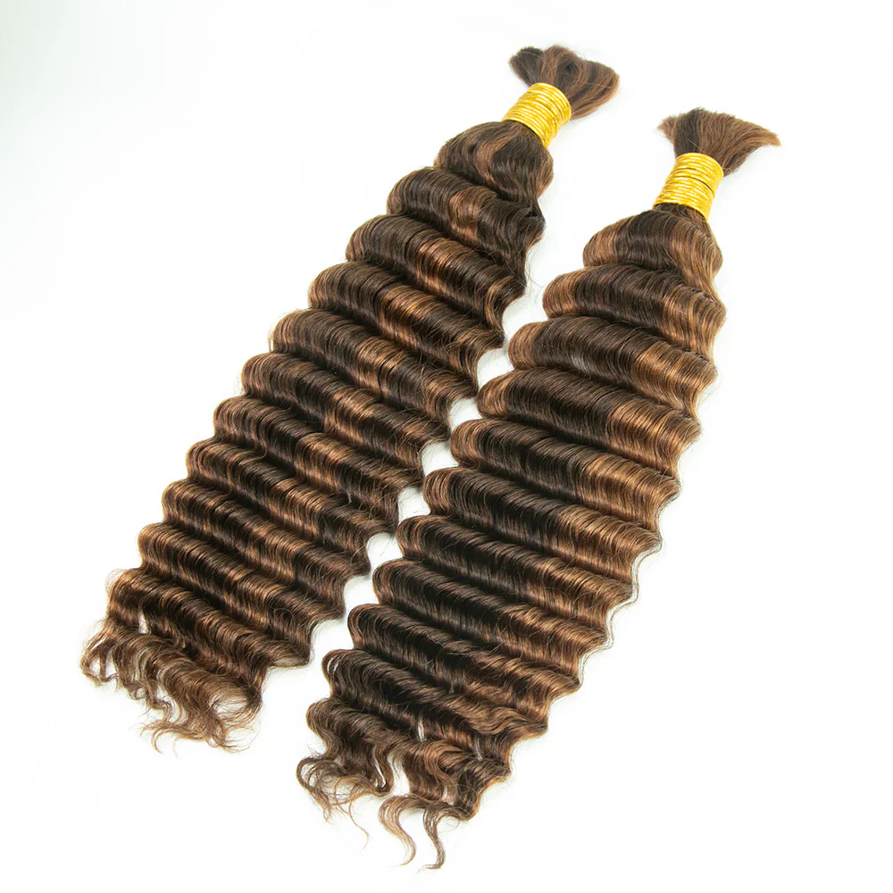 #4/#30 Piano Color Deep Wave Bulk Hair Extensions for Braiding - Image 3