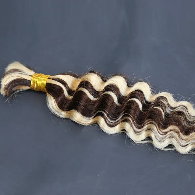 #4/#613 Piano Color Deep Wave Bulk Hair Extensions for Braiding - Image 2