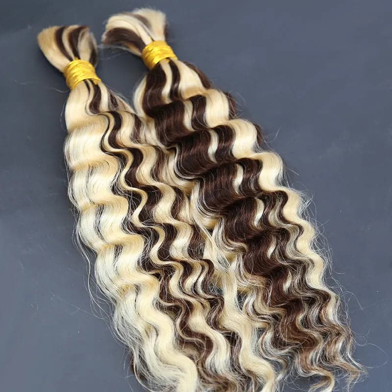 #4/#613 Piano Color Deep Wave Bulk Hair Extensions for Braiding - Image 4