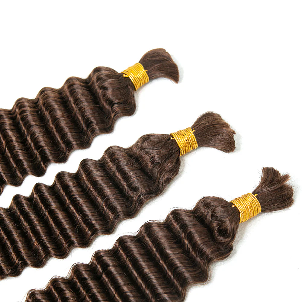 #4 Medium Brown Deep Wave Bulk Hair Extensions for Braiding - Image 10