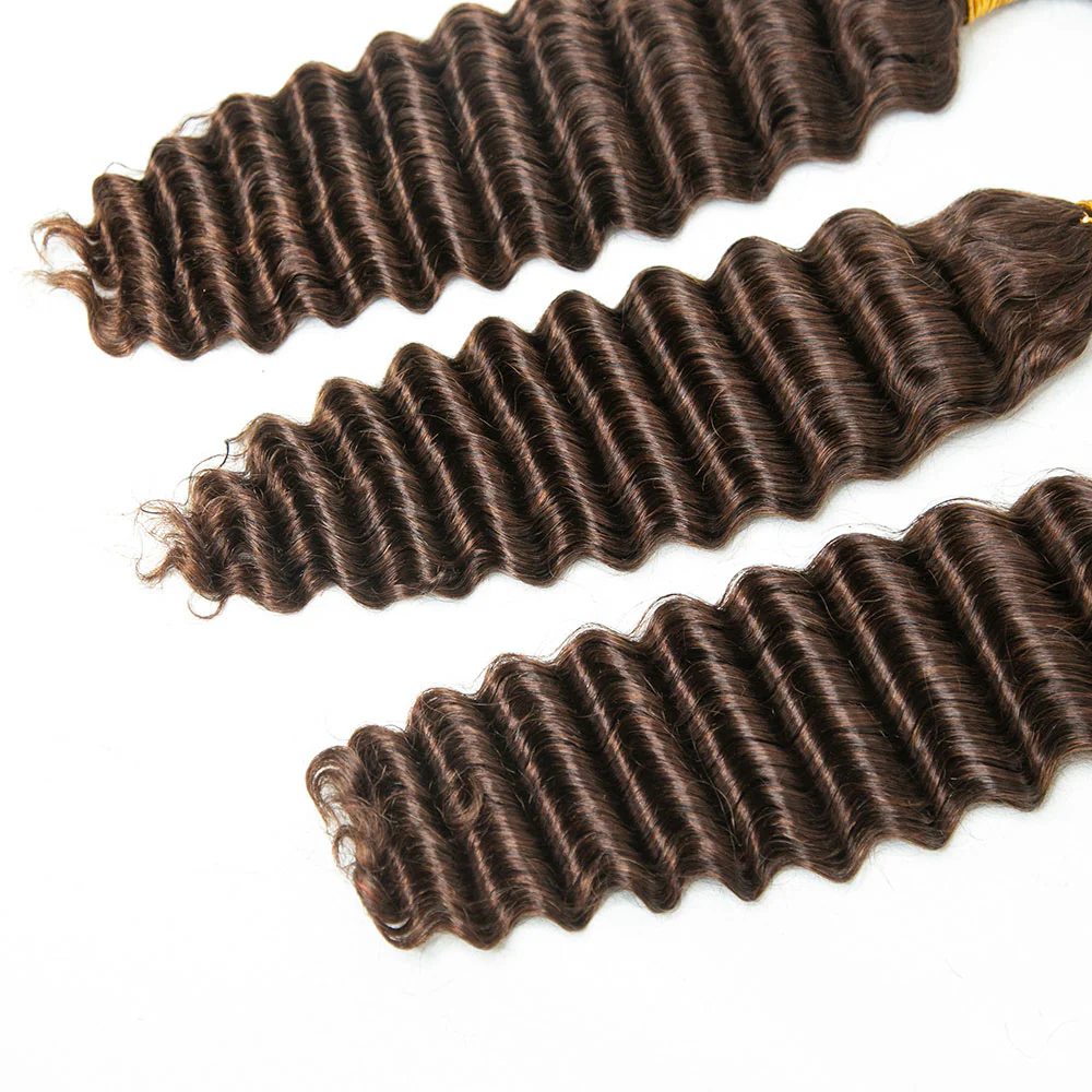 #4 Medium Brown Deep Wave Bulk Hair Extensions for Braiding - Image 11