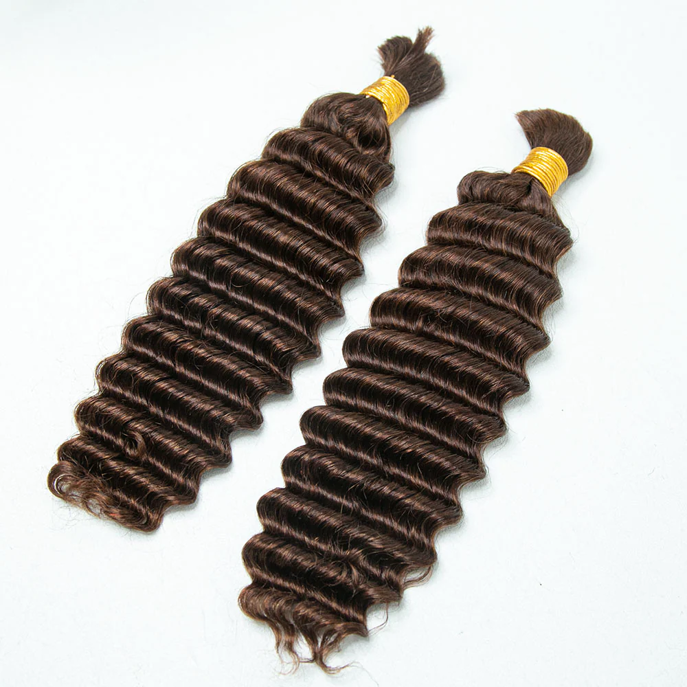 #4 Medium Brown Deep Wave Bulk Hair Extensions for Braiding - Image 9