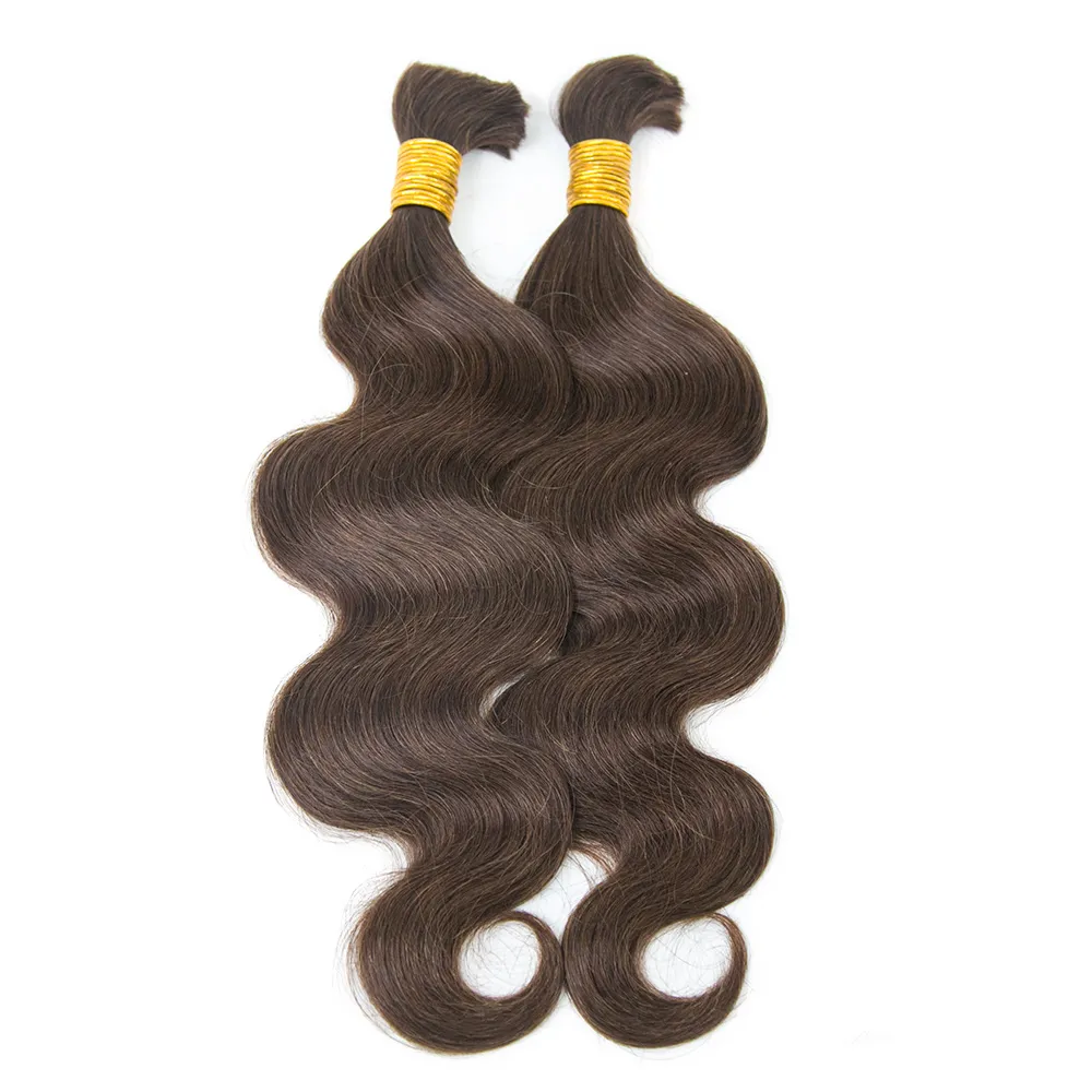 #4 Medium Brown Body Wave Bulk Human Braiding Hair - Image 3