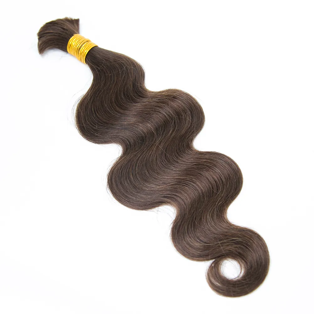 #4 Medium Brown Body Wave Bulk Human Braiding Hair - Image 4