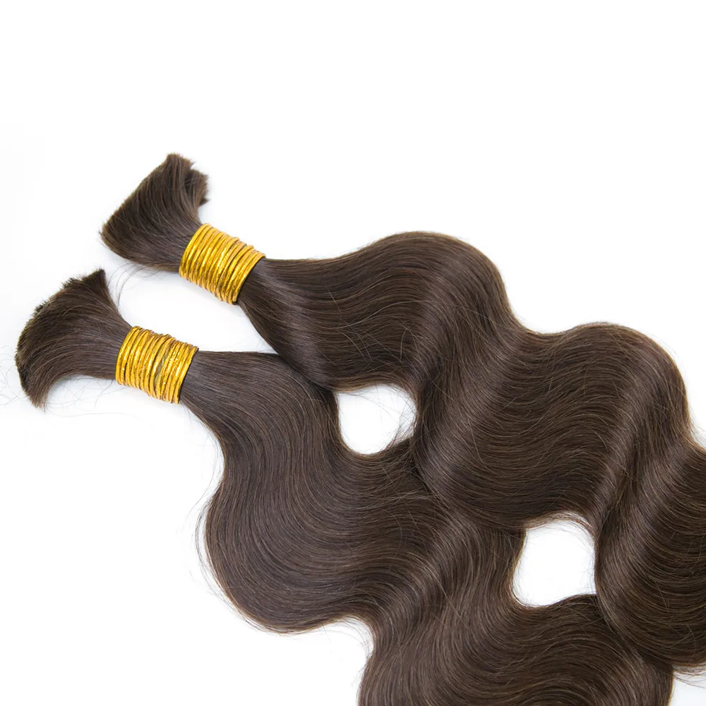 #4 Medium Brown Body Wave Bulk Human Braiding Hair - Image 5