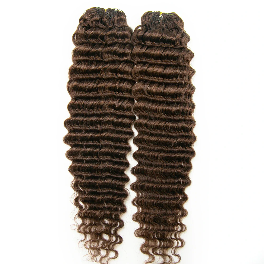#4 Medium Brown Deep Wave Human Crochet Hair for Braiding - Image 3